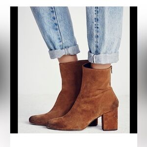 Free People Cecile Brown Suede Ankle Boots